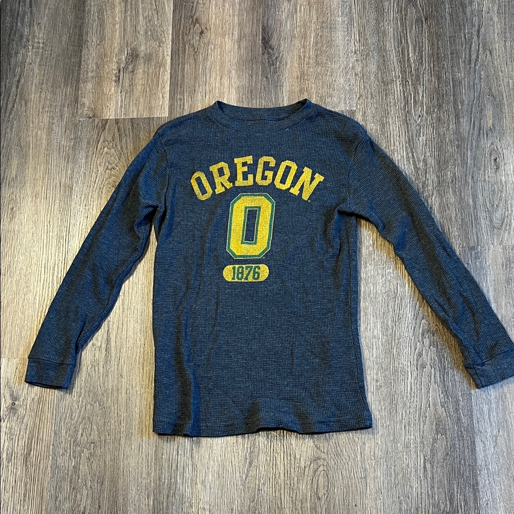 University T Oregon Ducks Boys Long Sleeve Thermal Shirt Size Large